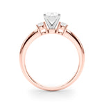 LUMEO Oval Three Stone Diamond Engagement Ring Side View in 18k Solid Rose Gold 