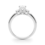 LUMEO Oval Three Stone Diamond Engagement Ring Side View in Platinum 