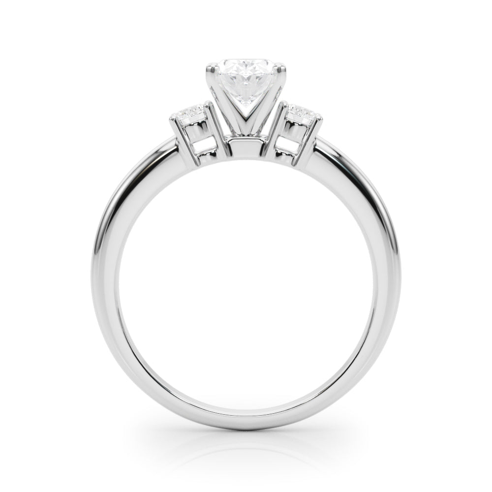 LUMEO Oval Three Stone Diamond Engagement Ring Side View in Platinum 