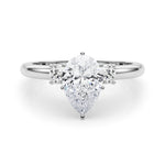 LUMEO Pear Three Stone Diamond Engagement Ring Set in Platinum 