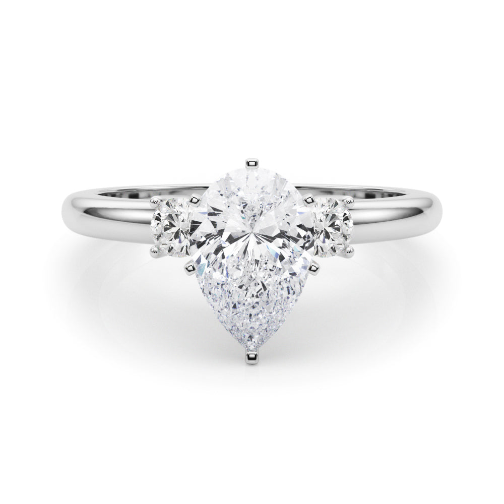 LUMEO Pear Three Stone Diamond Engagement Ring Set in Platinum 