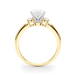 LUMEO Pear Three Stone Diamond Engagement Ring Side View in 18k Solid Yellow Gold 