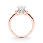 LUMEO Pear Three Stone Diamond Engagement Ring Side View in 18k Solid Rose Gold 