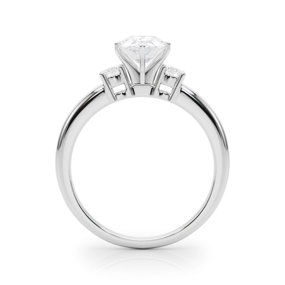 LUMEO Pear Three Stone Diamond Engagement Ring Side View in Platinum 