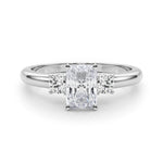 LUMEO Radiant Three Stone Diamond Engagement Ring Set in Platinum 