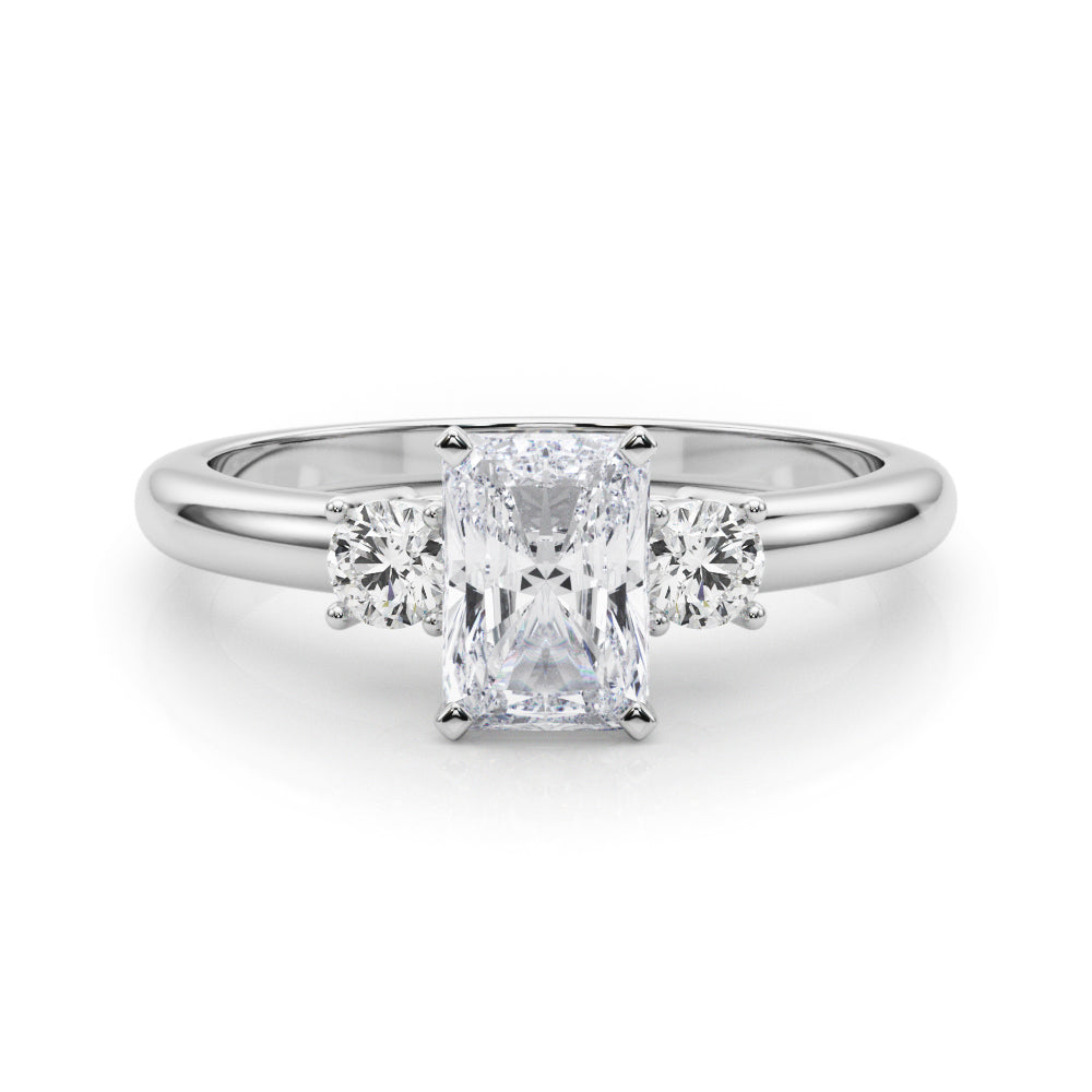 LUMEO Radiant Three Stone Diamond Engagement Ring Set in Platinum 
