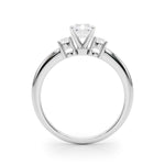 LUMEO Radiant Three Stone Diamond Engagement Ring Side View in Platinum 