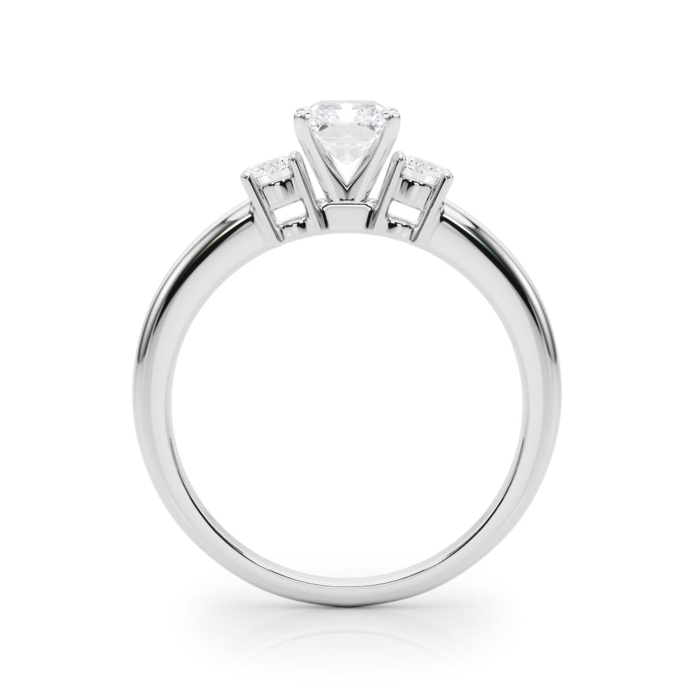 LUMEO Radiant Three Stone Diamond Engagement Ring Side View in Platinum 