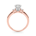 LUMEO Round Three Stone Diamond Engagement Ring Side View in 18k Solid Rose Gold 