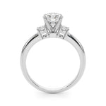 LUMEO Round Three Stone Diamond Engagement Ring Side View in Platinum 