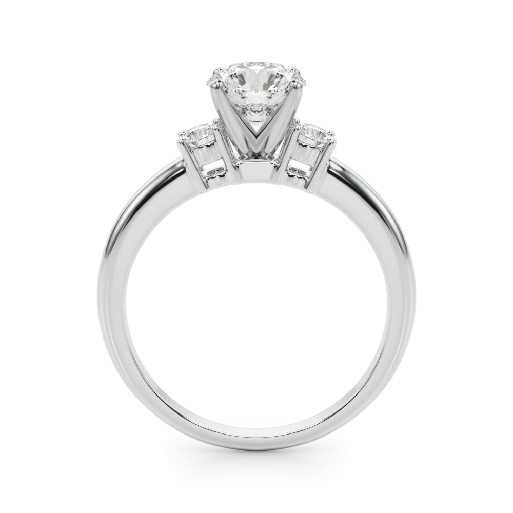 LUMEO Round Three Stone Diamond Engagement Ring Side View in Platinum 