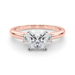 LUMEO Princess Three Stone Diamond Engagement Ring Set in 18k Solid Rose Gold 