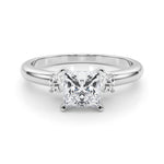 LUMEO Princess Three Stone Diamond Engagement Ring Set in Platinum 