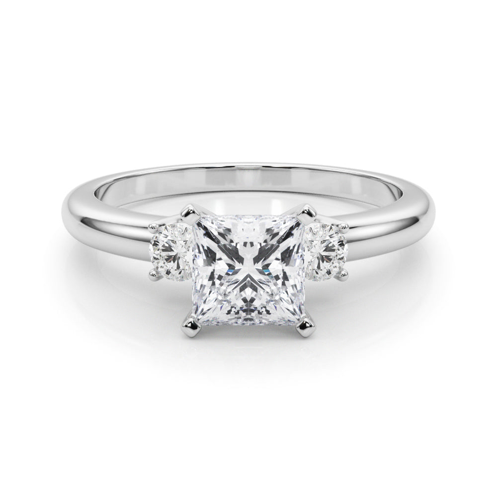 LUMEO Princess Three Stone Diamond Engagement Ring Set in Platinum 
