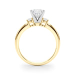 LUMEO Princess Three Stone Diamond Engagement Ring Side View in 18k Solid Yellow Gold 