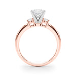 LUMEO Princess Three Stone Diamond Engagement Ring Side View in 18k Solid Rose Gold 