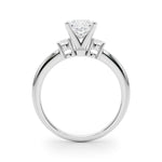 LUMEO Princess Three Stone Diamond Engagement Ring Side View in Platinum 