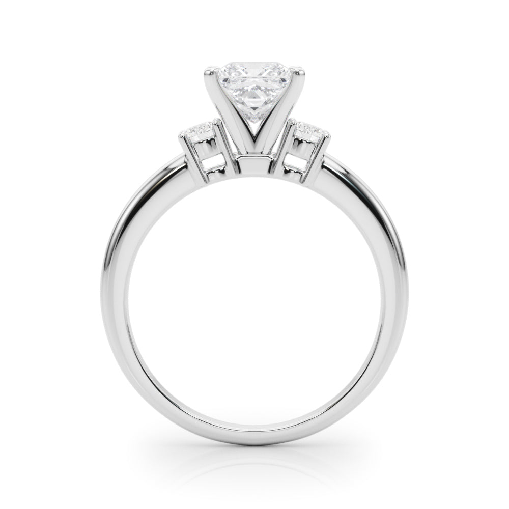 LUMEO Princess Three Stone Diamond Engagement Ring Side View in Platinum 