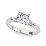 LUMEO Cushion Three Stone Diamond Engagement Ring Front View in Platinum 