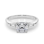LUMEO Cushion Three Stone Diamond Engagement Ring Set in Platinum 