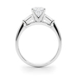 LUMEO Cushion Three Stone Diamond Engagement Ring Side View in Platinum 