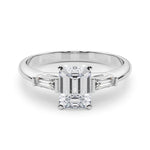 LUMEO Emerald Three Stone Diamond Engagement Ring Set in Platinum 