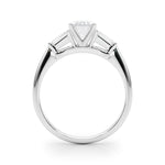 LUMEO Emerald Three Stone Diamond Engagement Ring Side View in Platinum 