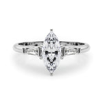 LUMEO Marquise Three Stone Diamond Engagement Ring Set in Platinum 
