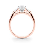LUMEO Marquise Three Stone Diamond Engagement Ring Side View in 18k Solid Rose Gold 