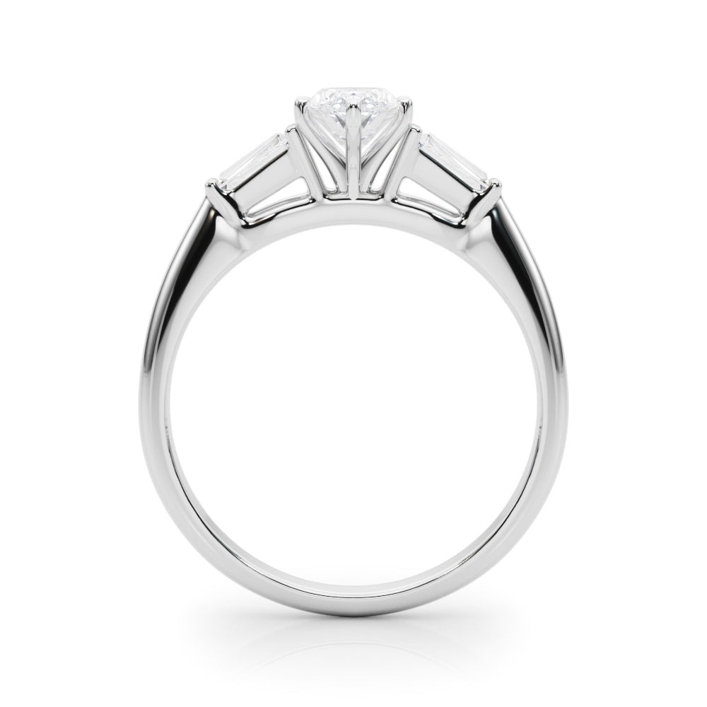 LUMEO Marquise Three Stone Diamond Engagement Ring Side View in Platinum 