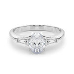 LUMEO Oval Three Stone Diamond Engagement Ring Set in Platinum 