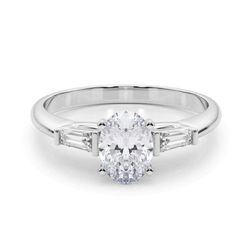 LUMEO Oval Three Stone Diamond Engagement Ring Set in Platinum 