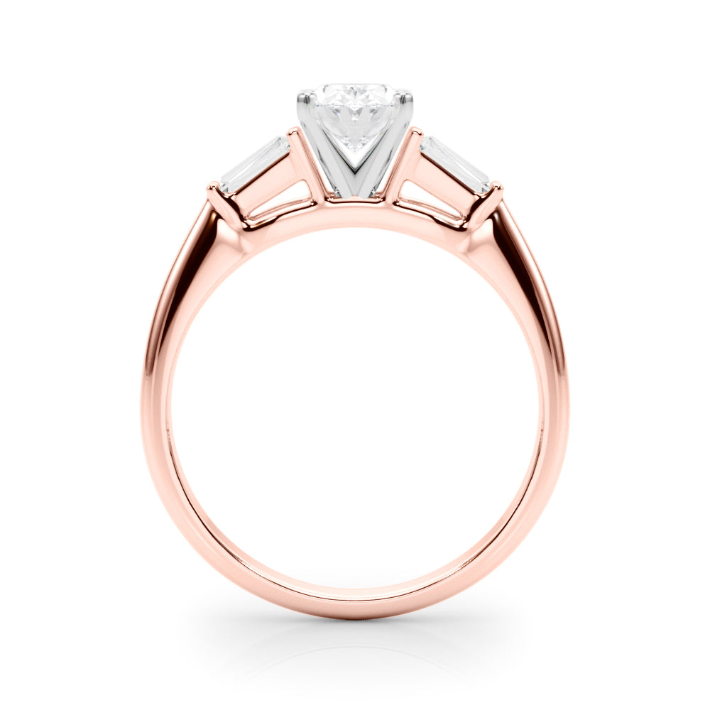 LUMEO Oval Three Stone Diamond Engagement Ring Side View in 18k Solid Rose Gold 