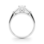 LUMEO Oval Three Stone Diamond Engagement Ring Side View in Platinum 