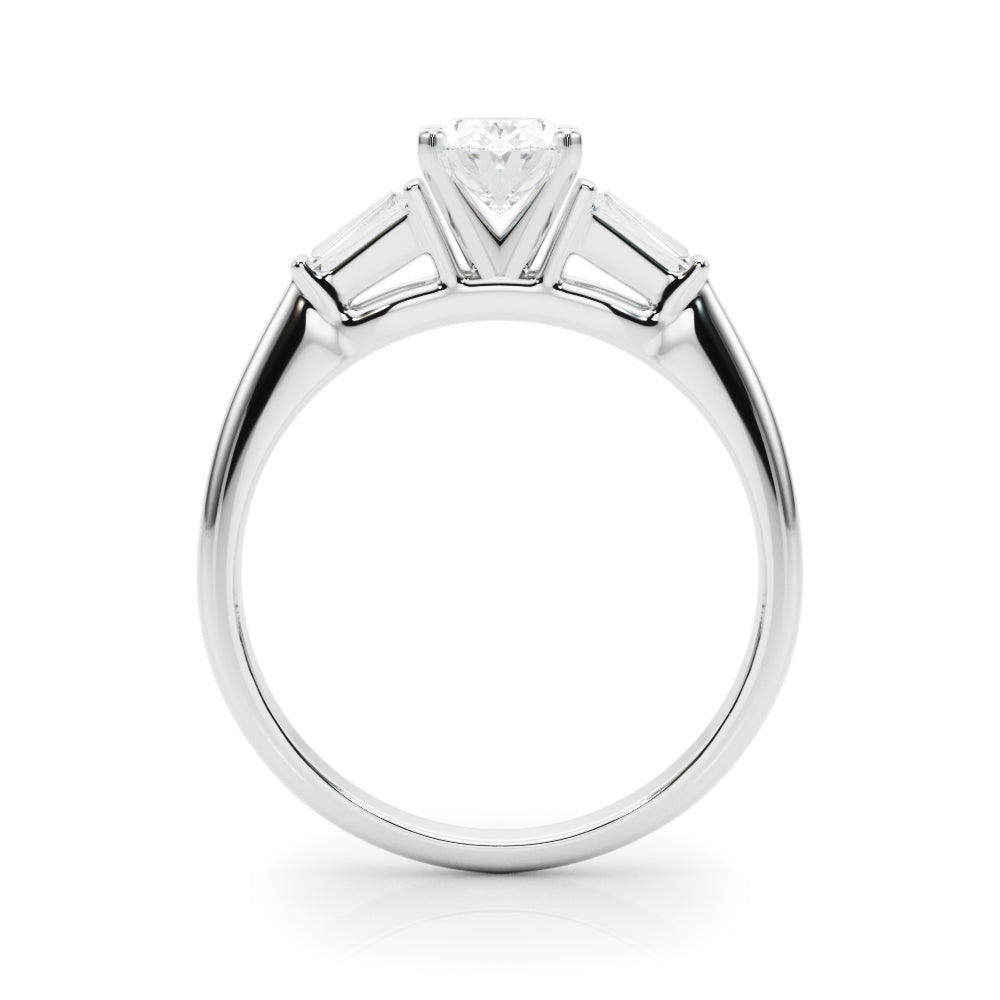LUMEO Oval Three Stone Diamond Engagement Ring Side View in Platinum 