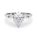 LUMEO Pear Three Stone Diamond Engagement Ring Set in Platinum 