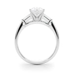LUMEO Pear Three Stone Diamond Engagement Ring Side View in Platinum 
