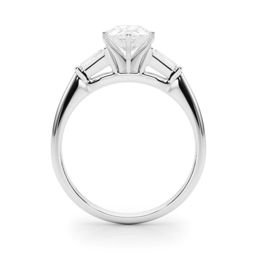 LUMEO Pear Three Stone Diamond Engagement Ring Side View in Platinum 
