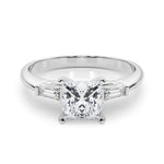 LUMEO Princess Three Stone Diamond Engagement Ring Set in Platinum 