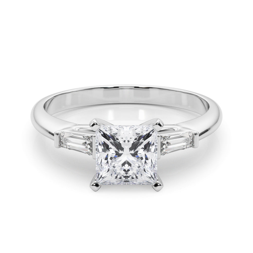 LUMEO Princess Three Stone Diamond Engagement Ring Set in Platinum 