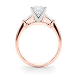 LUMEO Princess Three Stone Diamond Engagement Ring Side View in 18k Solid Rose Gold 