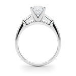 LUMEO Princess Three Stone Diamond Engagement Ring Side View in Platinum 
