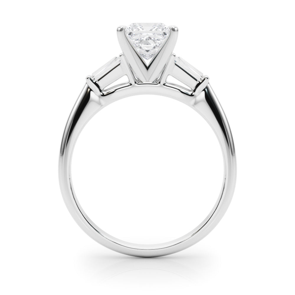 LUMEO Princess Three Stone Diamond Engagement Ring Side View in Platinum 