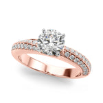 LUMEO Round Solitaire Diamond Engagement Ring Front View in 18k Solid Rose Gold 
