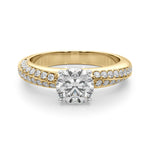 LUMEO Round Solitaire Diamond Engagement Ring Angle View in 18k Solid Yellow Gold 