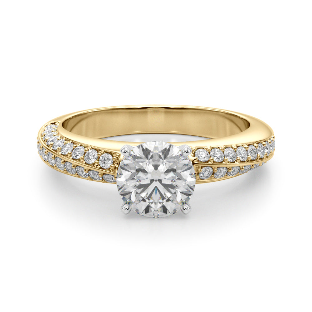 LUMEO Round Solitaire Diamond Engagement Ring Angle View in 18k Solid Yellow Gold 