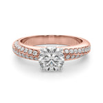 LUMEO Round Solitaire Diamond Engagement Ring Angle View in 18k Solid Rose Gold 