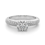 LUMEO Round Solitaire Diamond Engagement Ring Angle View in Platinum 