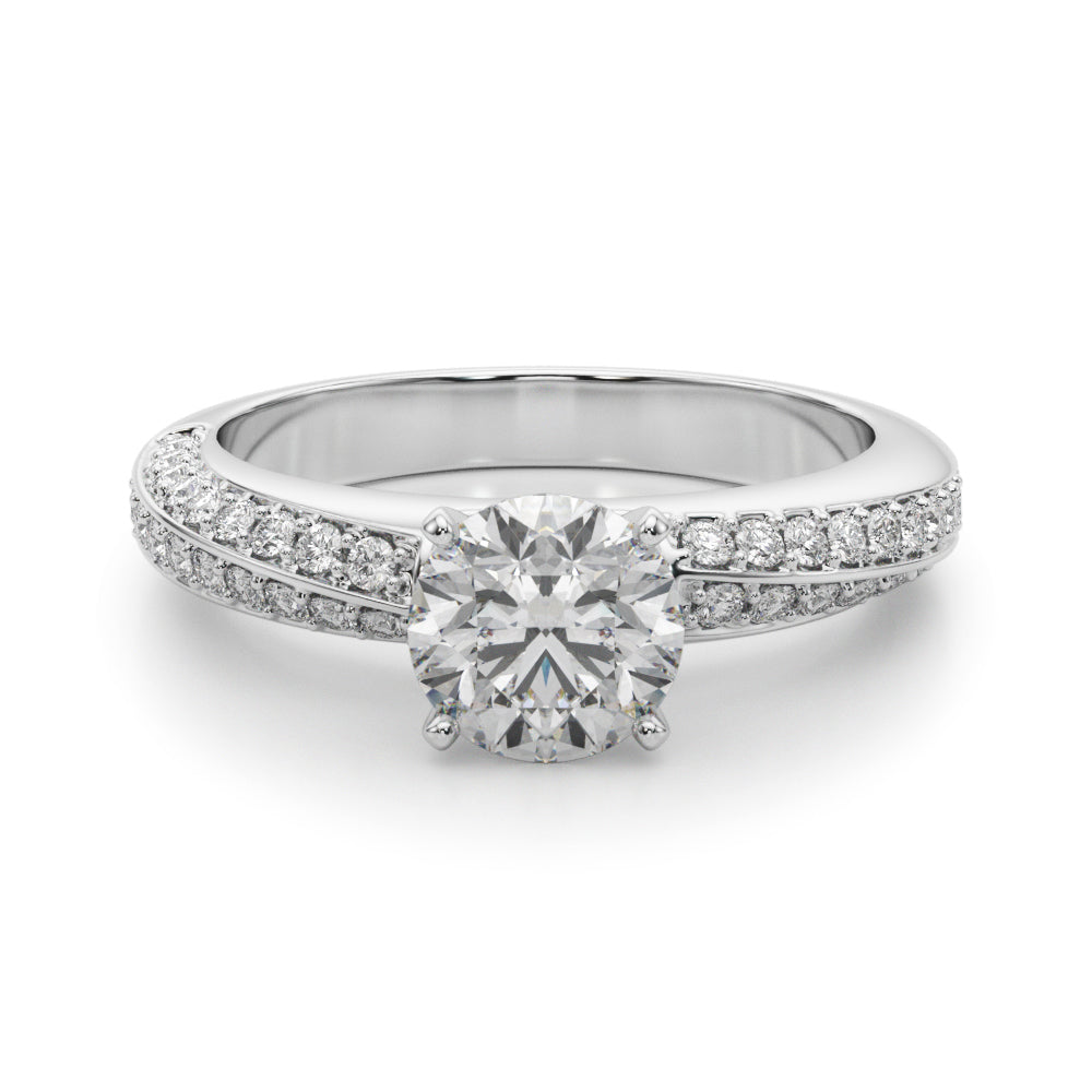 LUMEO Round Solitaire Diamond Engagement Ring Angle View in Platinum 