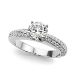 LUMEO Round Solitaire Diamond Engagement Ring Front View in Platinum 